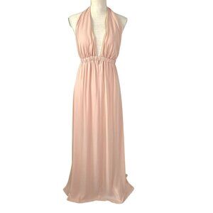 Show Me Your Mumu Pink Chiffon Luna Halter Full Length Dress Small
